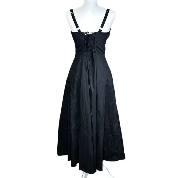 NEW Freemarket Corset Midi Dress L Taffeta Dark Romantic Whimsigoth Milkmaid - Picture 4 of 13